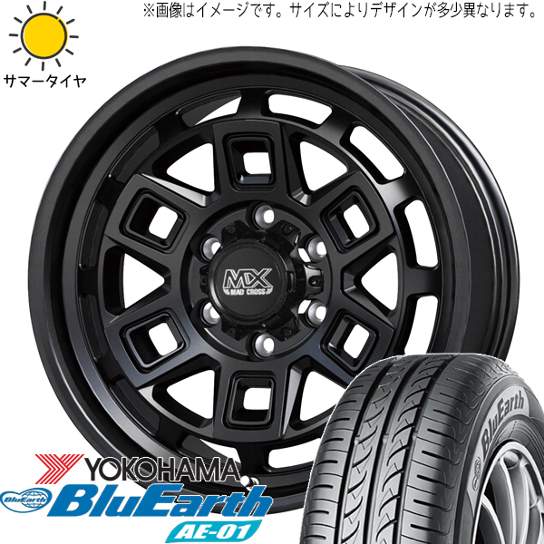 165/55R15 NBOX タント スペーシア Y/H BluEarth AE01 マッドクロス 15インチ 4.5J +45 4H100P サマータイヤ ホイールセット 4本_画像1