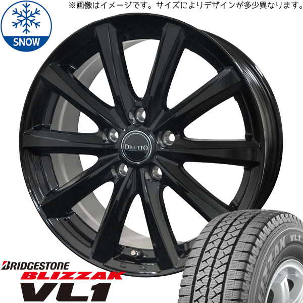 155/80R14 88/86 サクシード BS BLIZZAK VL1 ディレット M10 14インチ 5.0J +39 4H100P スタッドレスタイヤ ホイールセット 4本_画像1