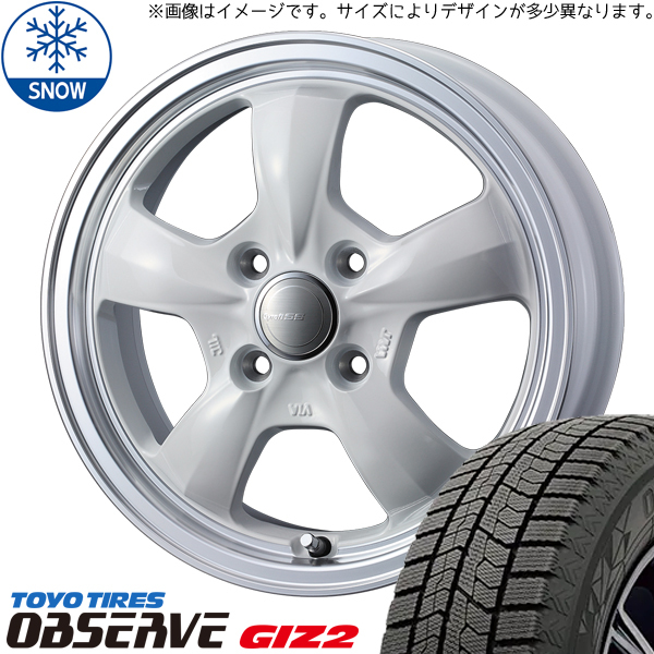 155/65R14 タント NBOX サクラ TOYO GIZ2 グラフト 5S 14インチ 4.5J +45 4H100P スタッドレスタイヤ ホイールセット 4本_画像1