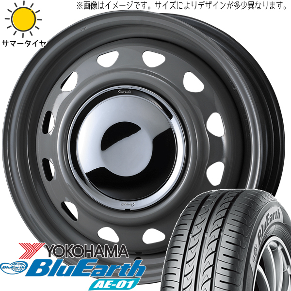 155/65R14 タント NBOX サクラ Y/H BluEarth AE01 ネオキャロ 14インチ 4.5J +45 4H100P サマータイヤ ホイールセット 4本_画像1