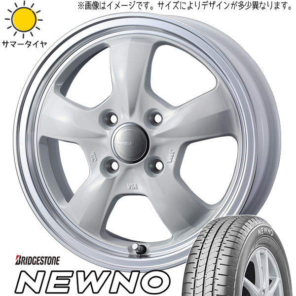 155/65R14 タント NBOX サクラ ブリヂストン ニューノ グラフト 5S 14インチ 4.5J +45 4H100P サマータイヤ ホイールセット 4本_画像1