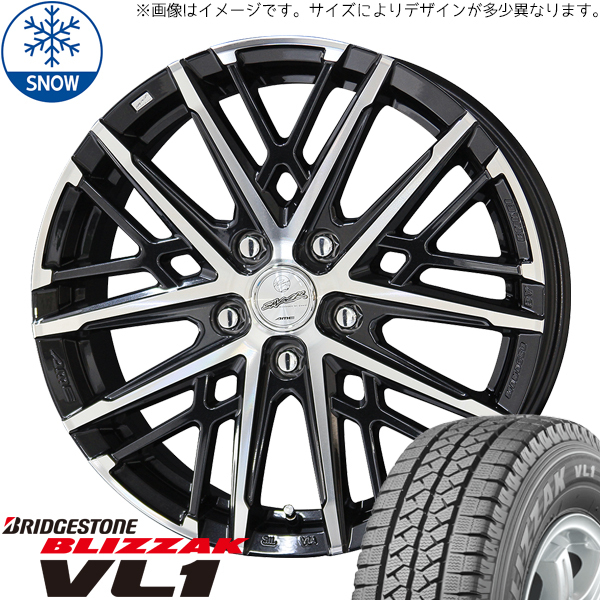 155/80R14 88/86 サクシード 14インチ 88/86 BS BLIZZAK VL1(VL10) スマック グレイヴ スタッドレスタイヤ ホイールセット 4本_画像1