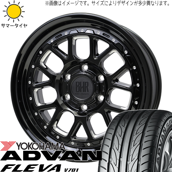 205/55R16 マーク2 シルビア Y/H アドバン フレバ V701 ヒューロン 16インチ 7.0J +38 5H114.3P サマータイヤ ホイールセット 4本_画像1