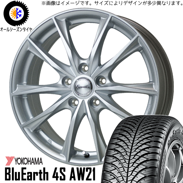 185/65R15 フィット フリード GB3 GB4 Y/H AW21 E06 15インチ 5.5J +50 4H100P オールシーズンタイヤ ホイールセット 4本_画像1