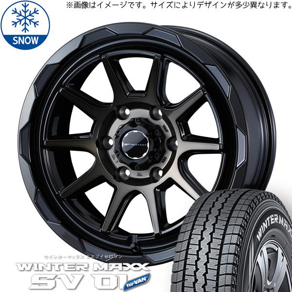 145/80R12 ハイゼットピクシス 12インチ ダンロップ WM SV01 WEDS MUD VANCE06 スタッドレスタイヤ ホイールセット 4本_画像1