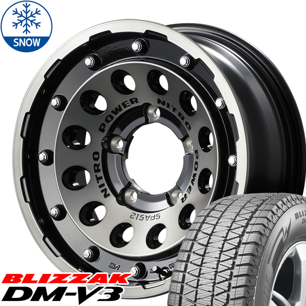 225/70R16 スズキ ジムニーシエラ 16インチ BS BLIZZAK DM-V3 NITOROPOWER H12 SHOTGUN スタッドレスタイヤ ホイールセット 4本_画像1