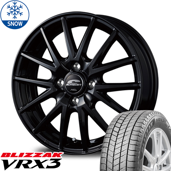 155/65R14 タント NBOX スペーシア BS BLIZZAK VRX3 14インチ SQ27 4.5J +45 4H100P スタッドレスタイヤ ホイールセット 4本_画像1