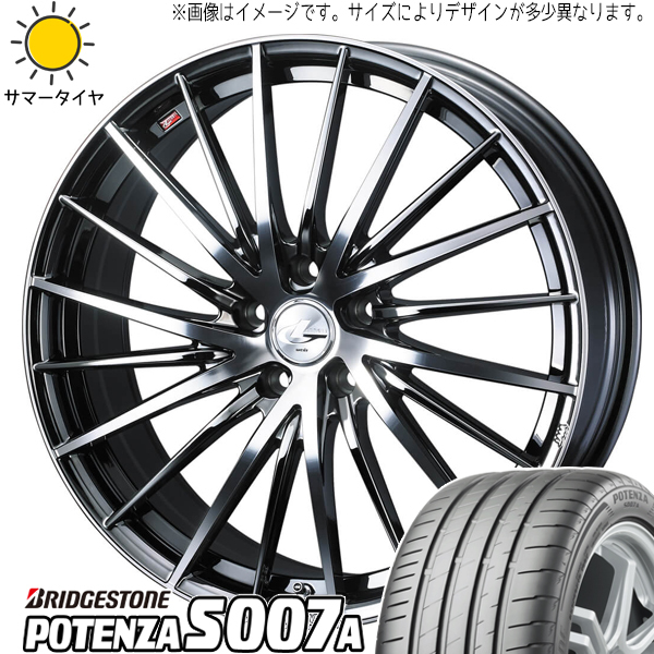 225/35R19 プリウスα GRヤリス BS ポテンザ S007A レオニス FR 19インチ 8.0J +45 5H114.3P サマータイヤ ホイールセット 4本_画像1