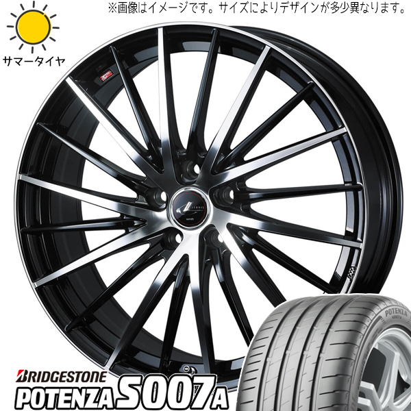 225/35R19 プリウスα GRヤリス BS ポテンザ S007A レオニス FR 19インチ 8.0J +45 5H114.3P サマータイヤ ホイールセット 4本_画像1