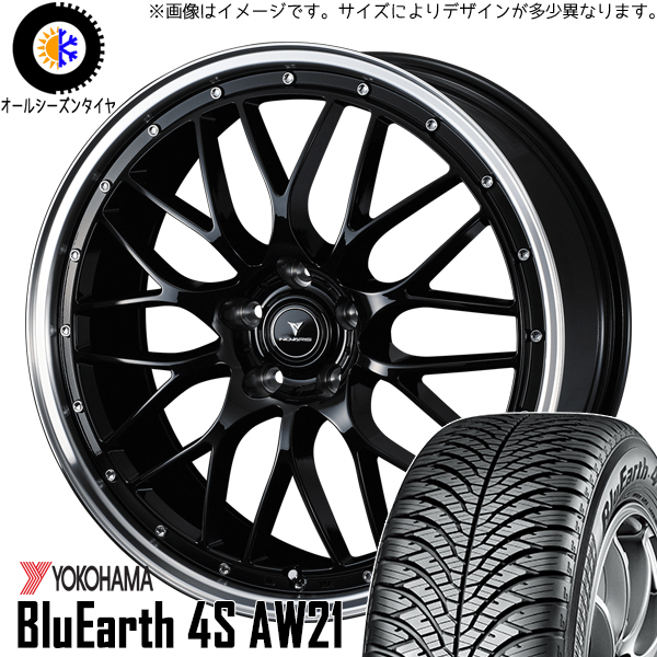 225/45R18 ヴェゼル CX-3 ヨコハマ AW21 アセット M1 18インチ 7.5J +45 5H114.3P オールシーズンタイヤ ホイールセット 4本_画像1