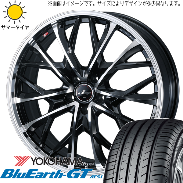 225/45R19 CH-R エスティマ アテンザ Y/H BluEarthGT AE51 LEONIS MV 19インチ 7.5J +48 5H114.3P サマータイヤ ホイールセット 4本_画像1