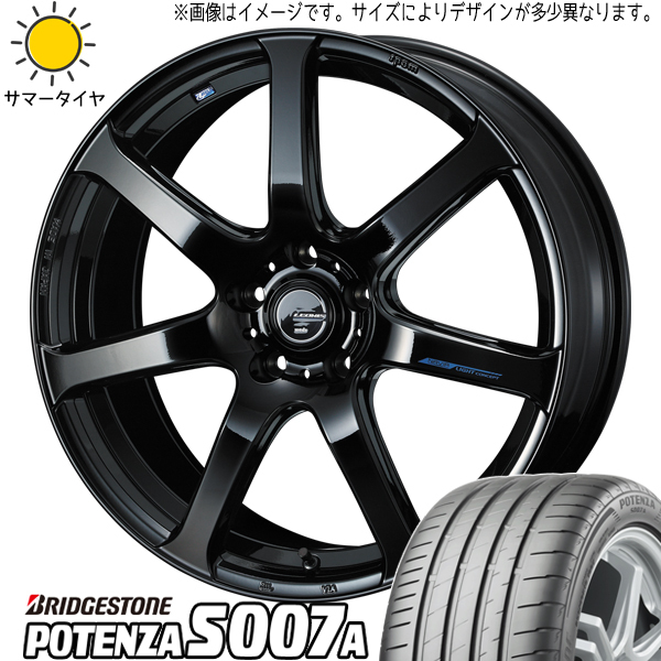 215/45R18 プリウスα BS ポテンザ S007A レオニス ナヴィア07 18インチ 8.0J +42 5H114.3P サマータイヤ ホイールセット 4本_画像1