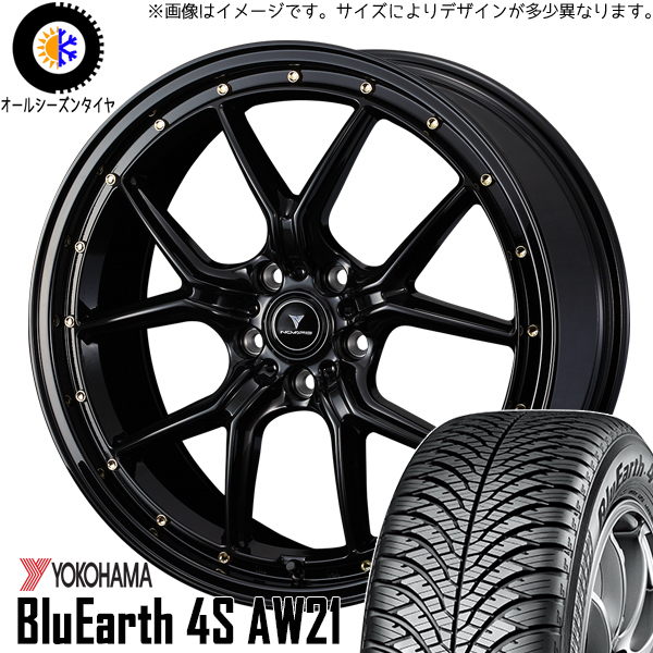 235/50R18 アルファード ヨコハマ AW21 アセット S1 18インチ 8.0J +42 5H114.3P オールシーズンタイヤ ホイールセット 4本_画像1