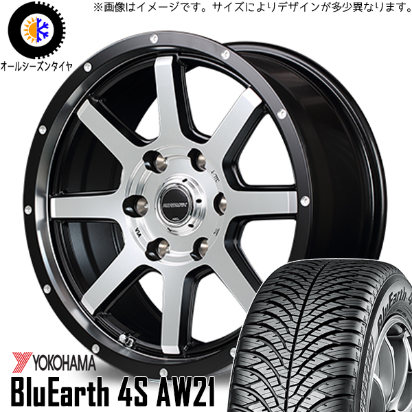 225/65R17 ハリアー RAV4 ヨコハマ AW21 WF-8 17インチ 7.0J +42 5H114.3P オールシーズンタイヤ ホイールセット 4本_画像1