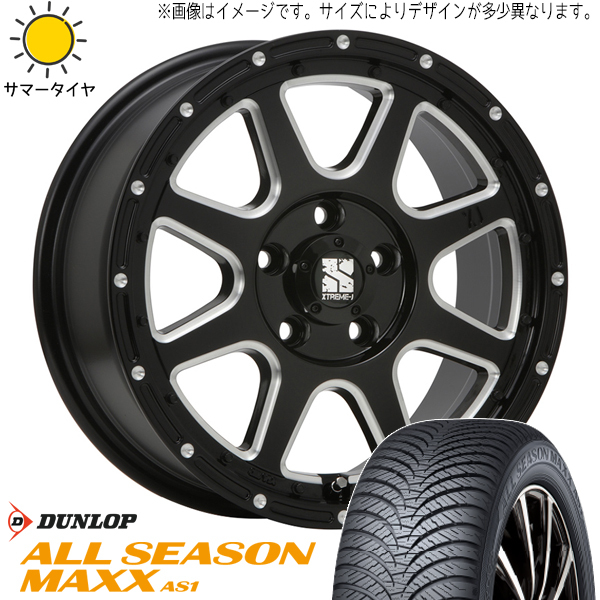 225/60R17 アウトランダー デリカ 17インチ DUNLOP AS1 MLJ XJ 7.5J +35 5H114.3P オールシーズンタイヤ ホイールセット 4本_画像1