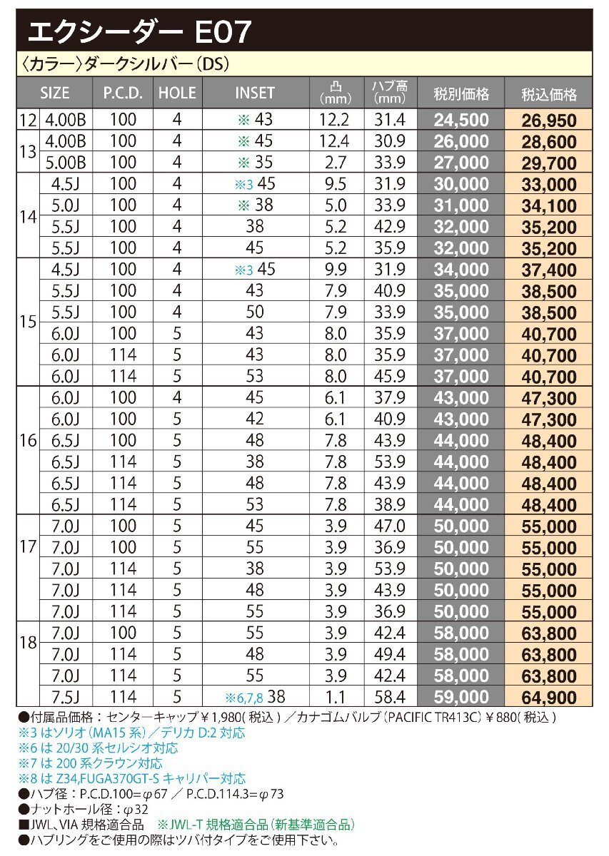 アルミホイール 1本 17インチ ホットスタッフ Exceede E07 7.0×17 +55 5H114.3 レヴォーグ ヴェゼル フリード ヴォクシー_画像6