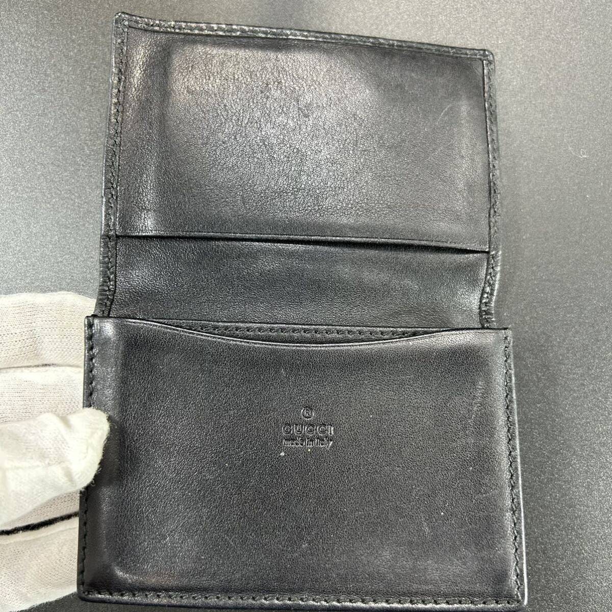 [ beautiful goods ]1 jpy ~ GUCCI Gucci card-case card-case pass case sima leather Inter locking Logo GG men's lady's black black 