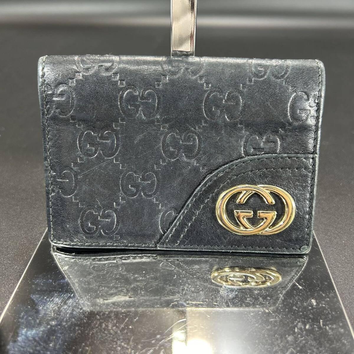 [ beautiful goods ]1 jpy ~ GUCCI Gucci card-case card-case pass case sima leather Inter locking Logo GG men's lady's black black 
