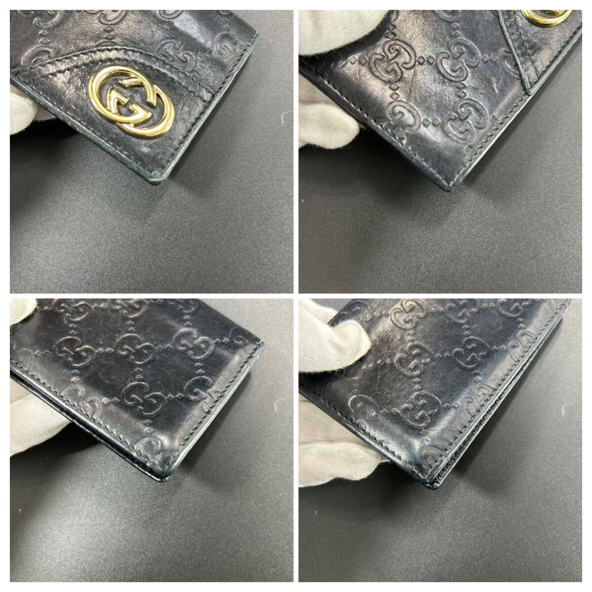 [ beautiful goods ]1 jpy ~ GUCCI Gucci card-case card-case pass case sima leather Inter locking Logo GG men's lady's black black 