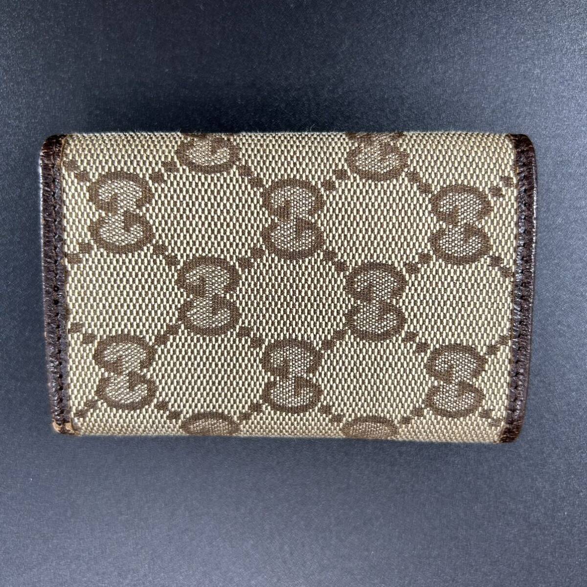 1円〜 GUCCI グッチ キーケース 鍵入れ ６連 キャンバス レザー GG ロゴ メンズ ブラウン 茶色_画像3