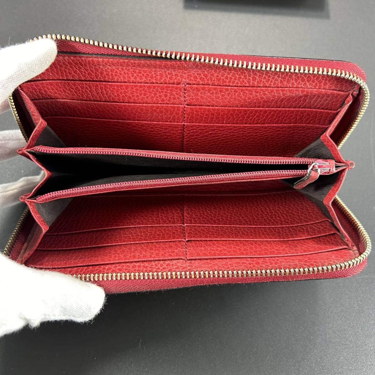 1 jpy ~ GUCCI Gucci long wallet purse leather Inter ro gold ground fastener Zippy wallet Logo red red series wallet Wallet