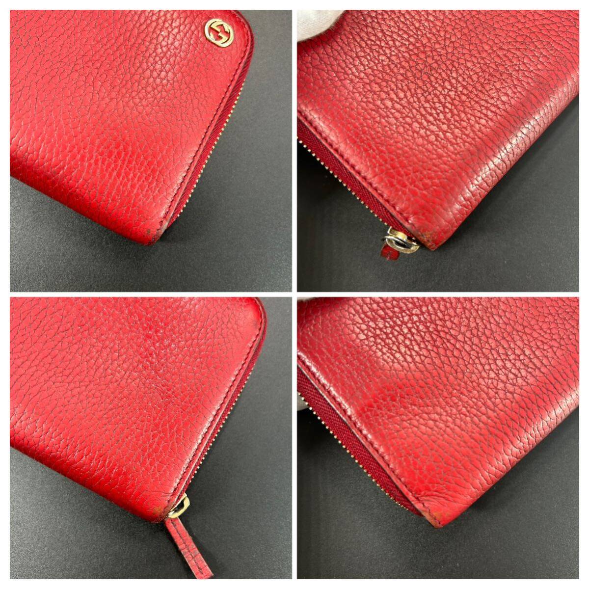 1 jpy ~ GUCCI Gucci long wallet purse leather Inter ro gold ground fastener Zippy wallet Logo red red series wallet Wallet