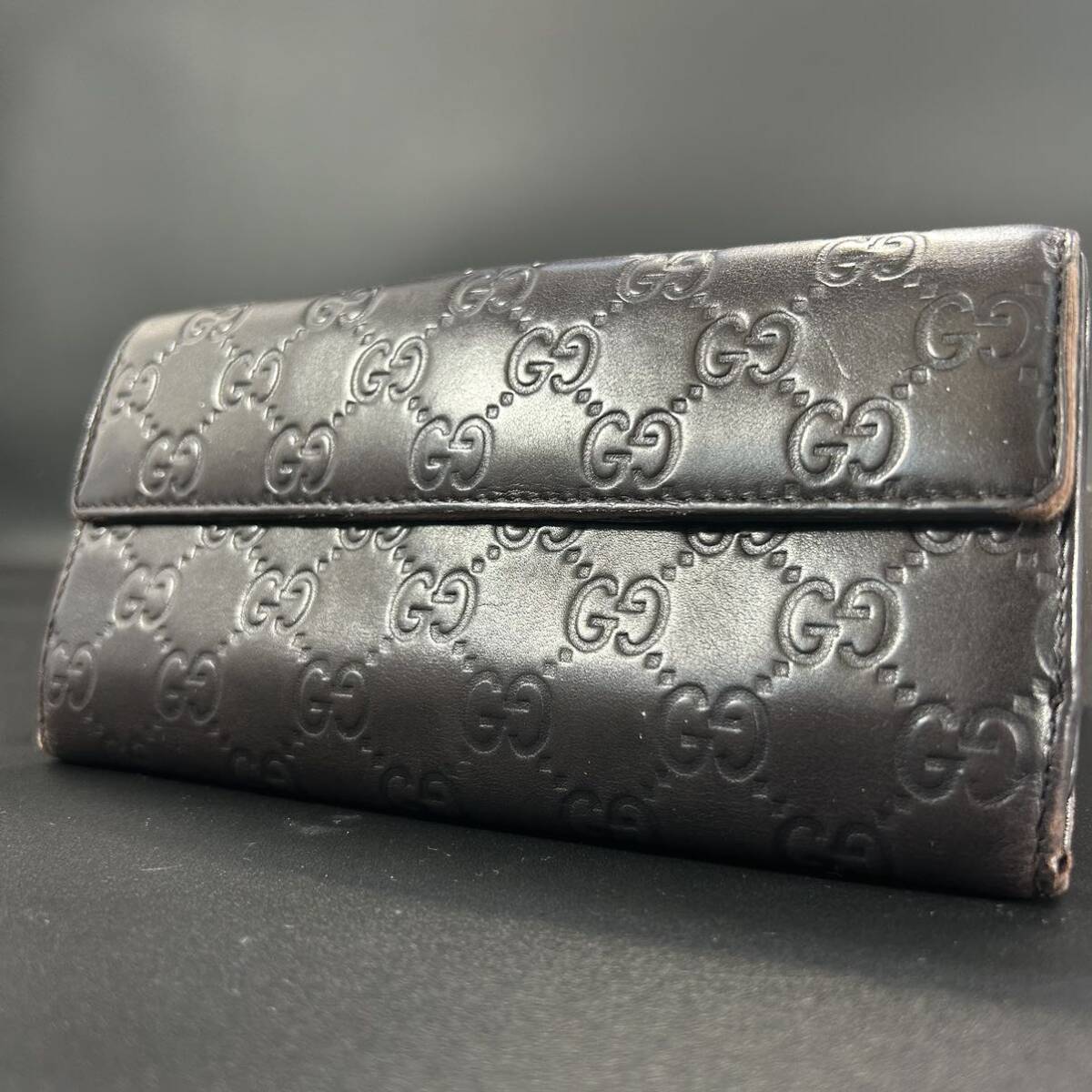 1円〜 GUCCI グッチ 長財布 財布 レザー ラブリーハート ロゴ金具 ブラウン 茶色系 ウォレット Wallet メンズ レディース_画像1