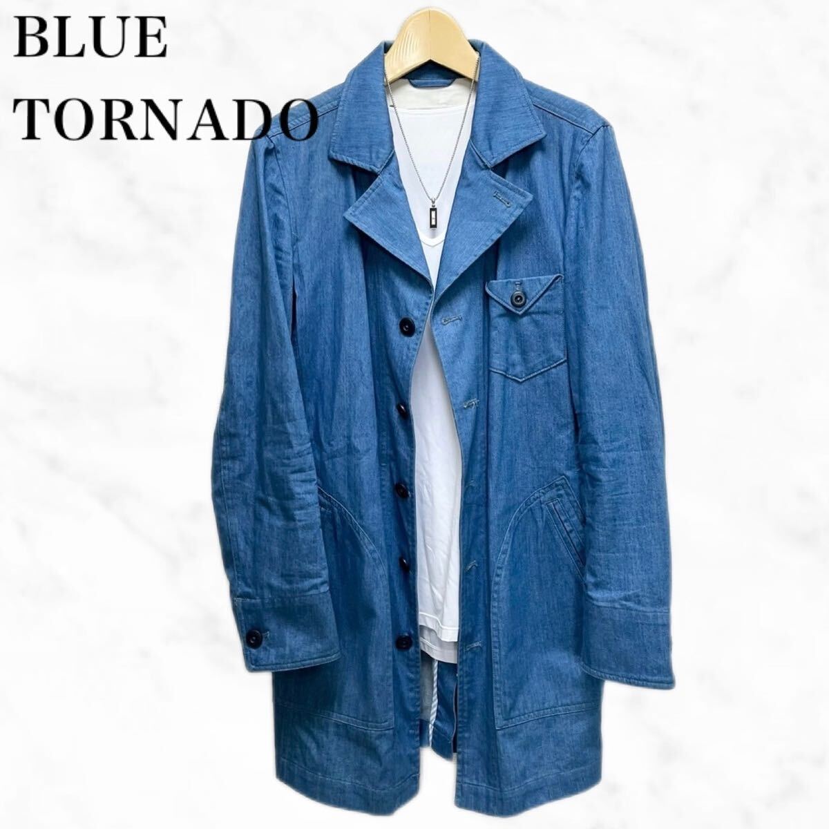 BLUE TORNADO ライトアウター　ロング丈ジャケット　青　ブルー系コート_画像1