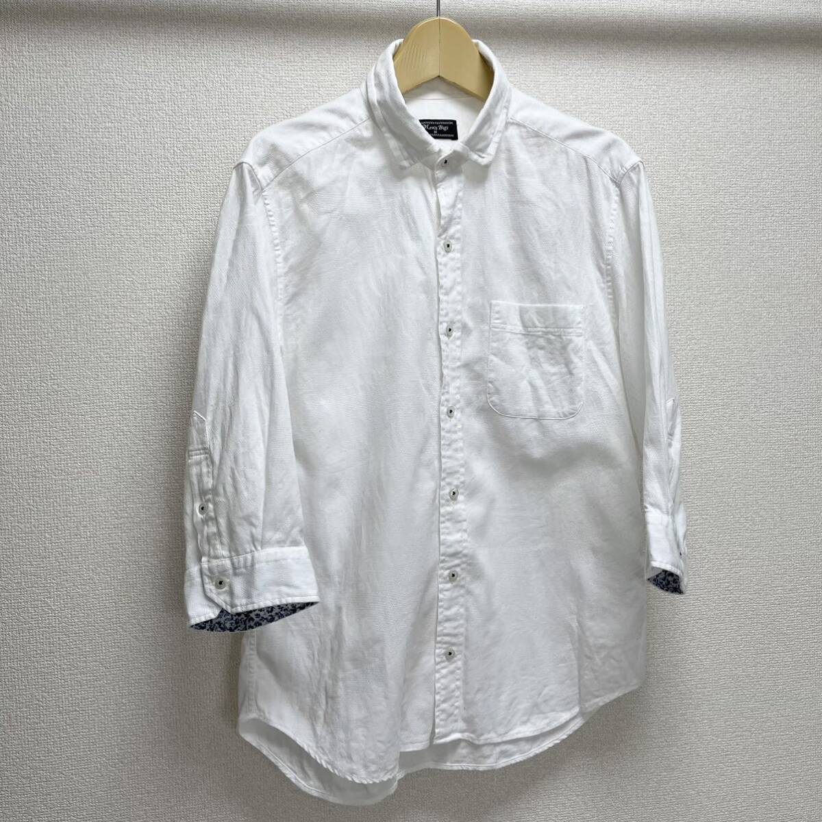 MEN'S BIGI 七分袖シャツ　コットンリネンシャツ　白シャツ　日本製
