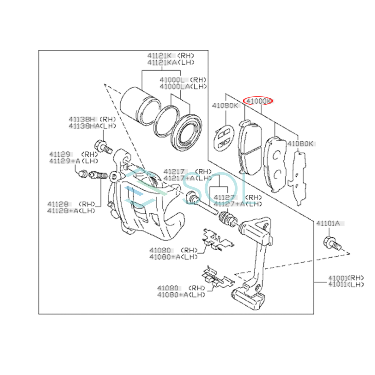 日産 クリッパー100(DR16T DR17V DR17W) デイズ(B44W B45W B47W B48W) モコ(MG33S) フロント ブレーキパッド 左右セット 41060-4A00D_画像2