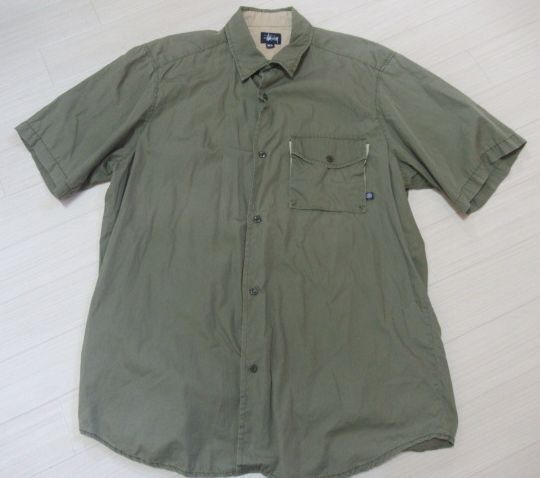 米国製 ９０S ステューシー 紺タグ ビックサイズ 半袖コットンシャツ XL_画像1