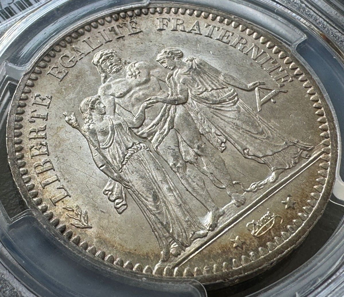 1873年 ヘラクレス 5フラン 銀貨 女神 大型銀貨 フランス 造幣局 MS-62 PCGS アンティークコイン