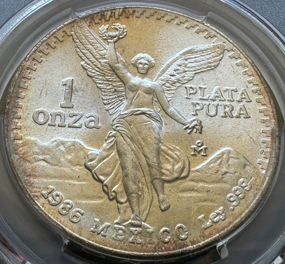 1985年 1オンス メキシコ 勝利の女神銀貨 PCGS MS 67