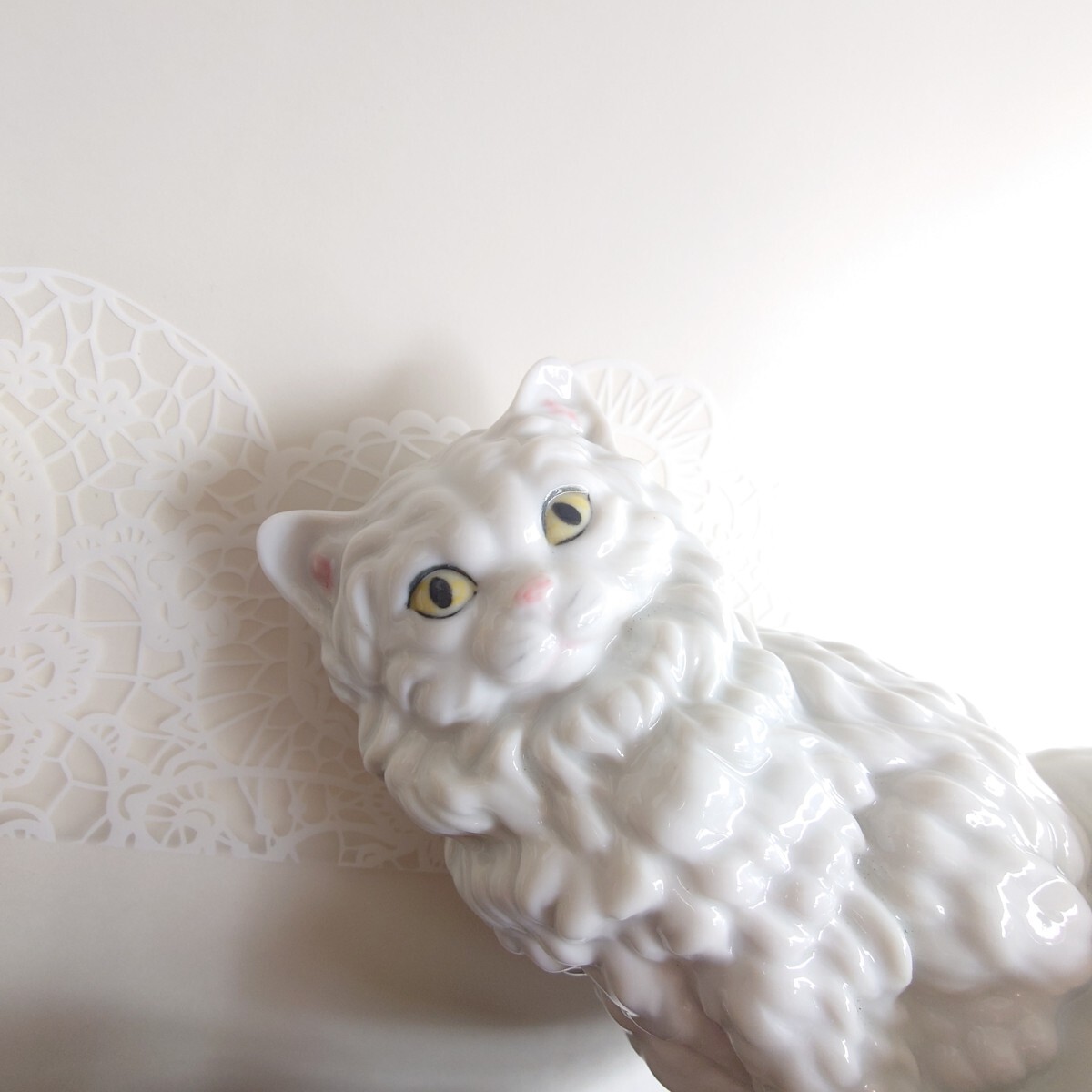 高さ14cm 加藤工芸 ペルシャ猫 陶器製 置物  の画像6