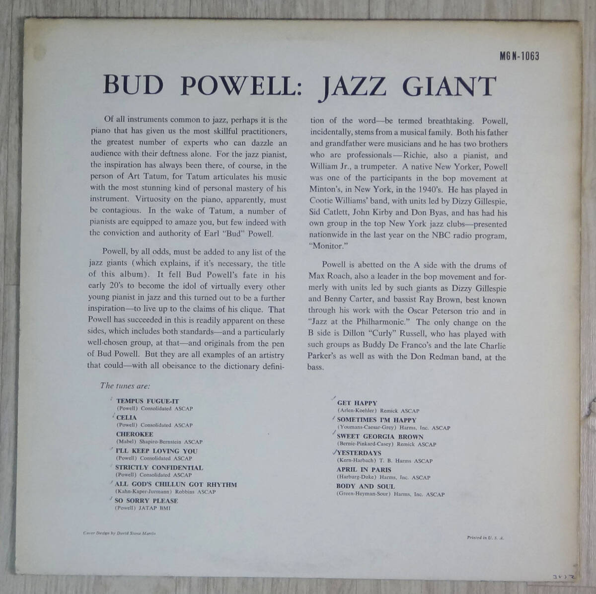 新同! Norgan MGN-1063 オリジナル Bud Powell : Jazz Giant 1st Yellow Trumpet/DGレーベル_画像2