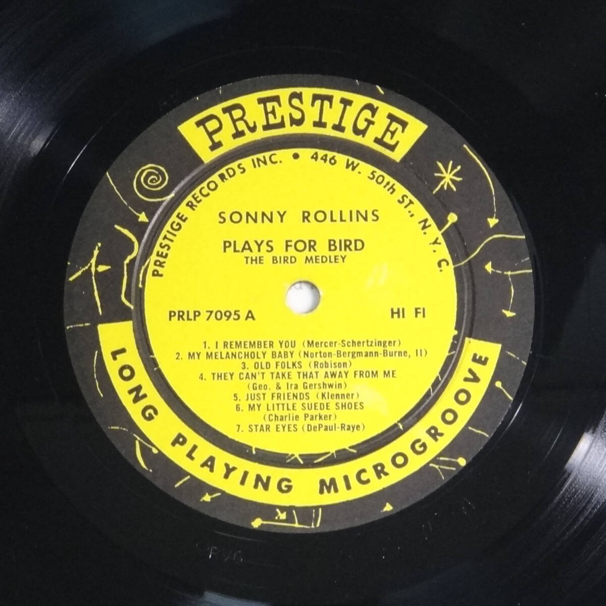 US Prestige PRLP 7095 オリジナル Sonny Rollins Plays For Bird NYC/DG/RVGの画像3