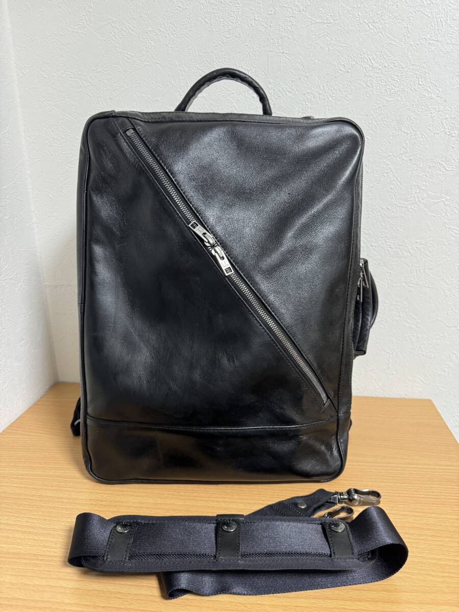 最高級●定価92400円●極美品●吉田カバン ポーター ラゲッジレーベル エレメント LUGGAGE LABEL ELEMENT 3way リュックサック レザー 黒_画像1