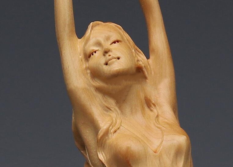 美少女 ◆裸婦像◆女性像 東洋彫刻 天然木・置物・柘植製高級木彫り_画像2
