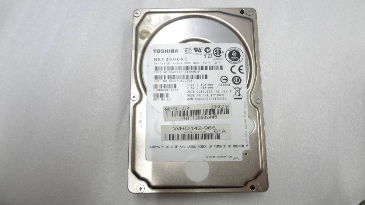 2.5インチHDD TOSHIBA MBF2600RC 010A 600GB SAS2.0 10025rpm 15mm厚 中古動作品(w919)_画像1