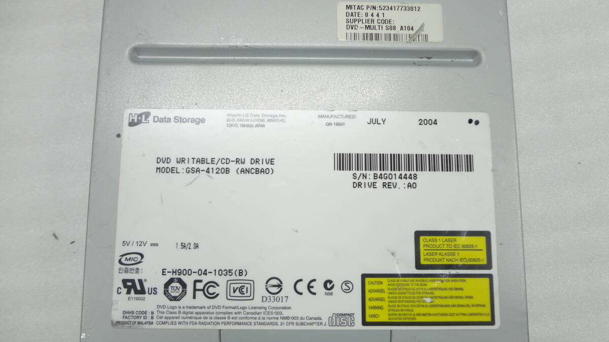 DVDマルチドライブ 日立LG H・L Data Storage GSA-4120B(ANCBA0) IDE 中古動作品 (ｗ798)_画像2