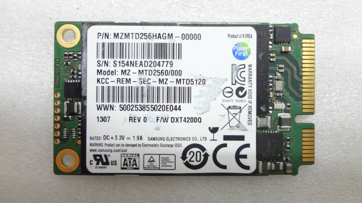 SSD SAMSUNG MZ-MTD2560/000 256GB mSATA 中古動作品(A14)_画像1