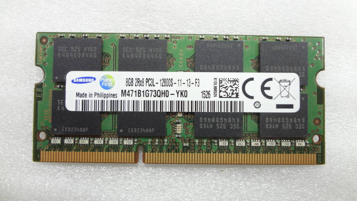 ノートパソコン用メモリ SAMSUNG ２R×8 PC3L-12800S 8GB × 1枚 中古動作品(A15)_画像1