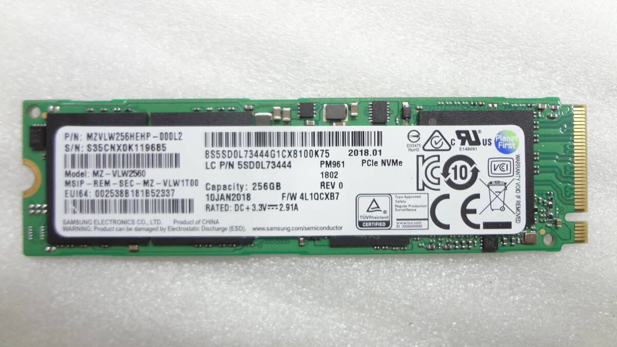 SSD SAMSUNG MZ-VLW2560 F/W 4L1QCXB7 M.2 SATA 中古動作品(A47)_画像1