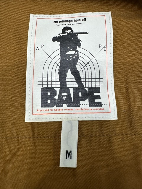 214-HK83) 中古 A BATHING APE ア ベイシング エイプ ワッペン ワーク シャツ BAPE ブラウン 茶 サイズM コットン _画像5