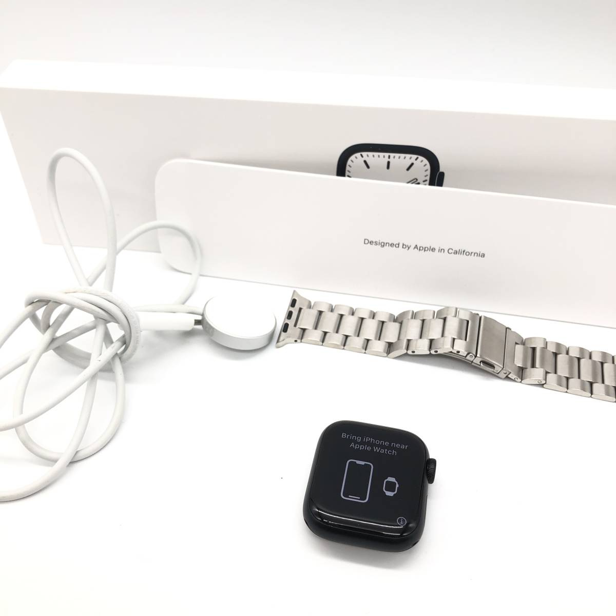 【初期化済】Apple Watch アップルウォッチ Series7 GPSモデル 41ｍｍ ミッドナイトアルミ MKMX3J/A 箱 社外ブレスバンド付_画像1