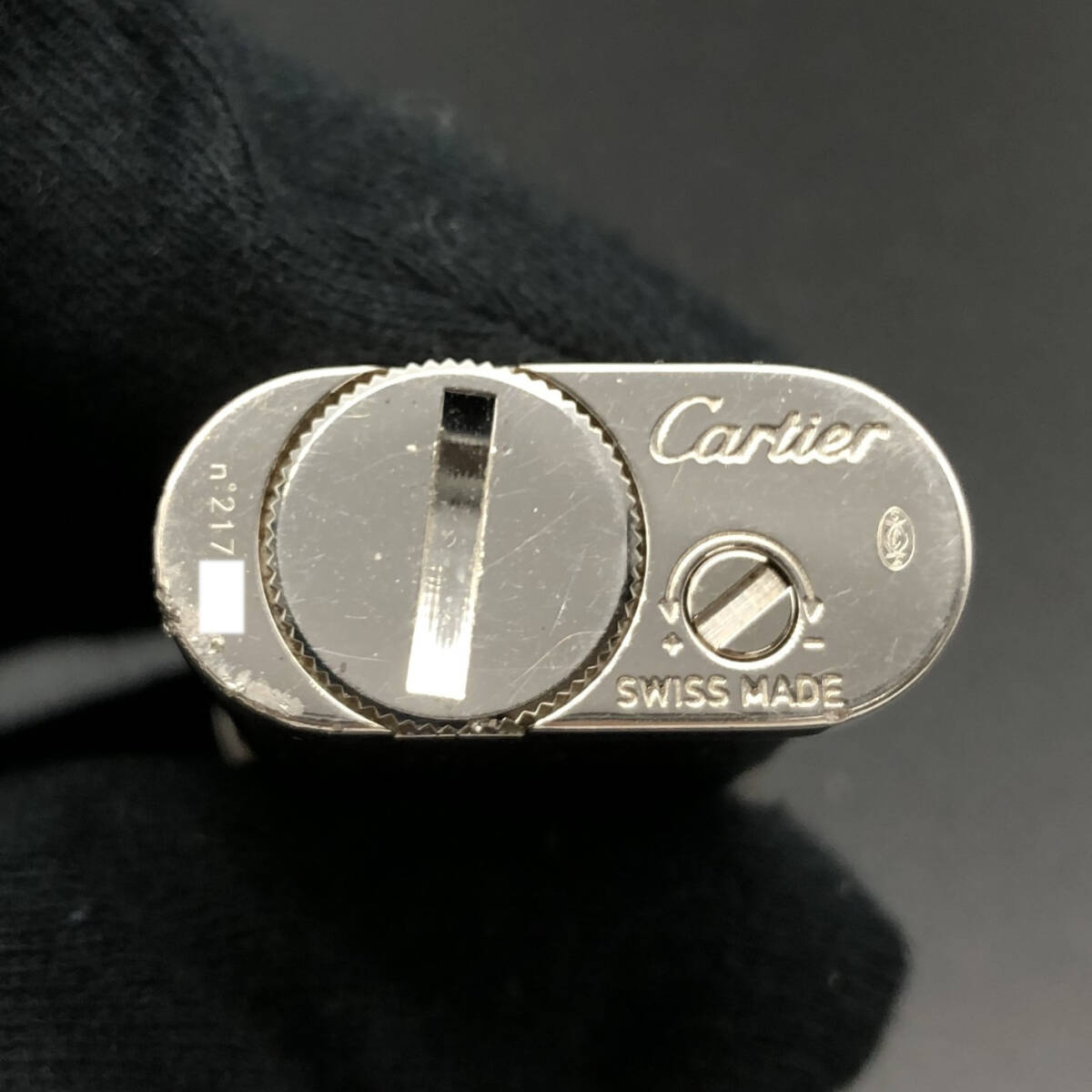 【着火OK】Cartier カルティエ CA120116 オーバル ガスライター ゴドロンヘアライン スティールフィニッシュ シルバーカラー ギャラ・箱付_画像8