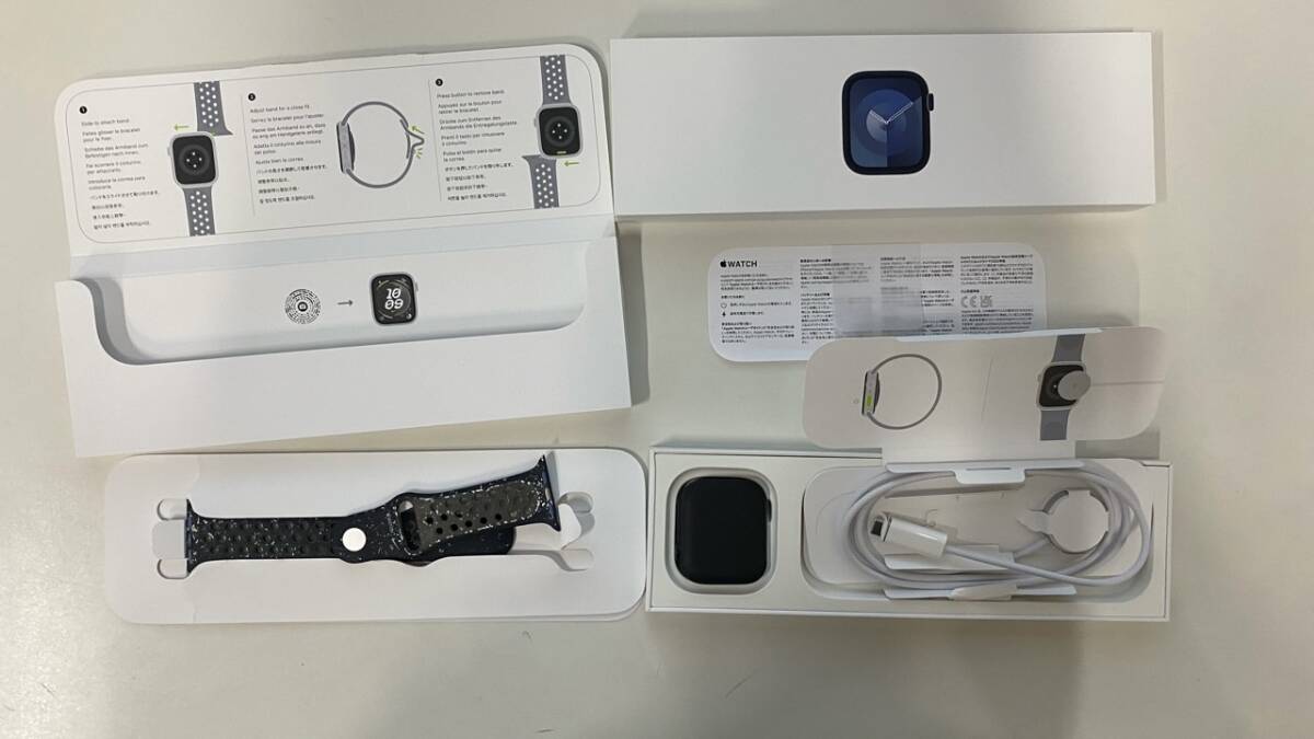 Apple Watch series9 45mm Midnight Aluminum GPS アップルウォッチ NIKE スポーツ シリーズ9 MR9Q3J/A アルミニウム A2980 美品 /1193_画像2