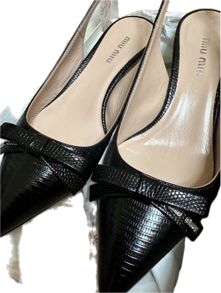 miumiu CALZATURE DONNA ST LIZARD NERO 36 パンプス レザー miumiu CALZATURE DONNA ST LIZARD NERO 36 パンプス レザー