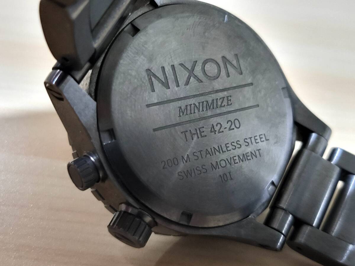 希少品 NIXSON MINIMIZE THE 42-20 200M防水(20気圧防水) STAINLESS STEEL SWISS MOVEMENT 10I ニクソン ミニマイズ 左竜頭タイドグラフ付の画像8