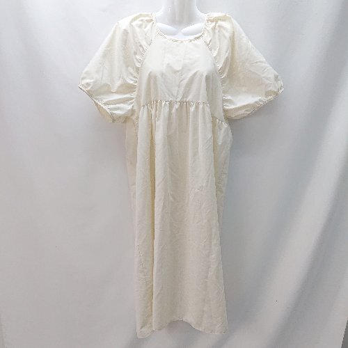 * ABITTOKYOabi Tokyo the back side ribbon attaching simple short sleeves long height One-piece size F cream series lady's E